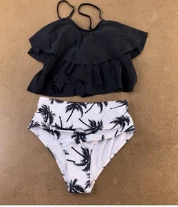 Tankini con volantes en capas 1XL traje de baño sujetador de baño playa piscina con volantes negro 2 piezas - Imagen 1 de 8