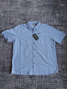 NEW Solstice Men's Travel Button Front Shirt Short Sleeve Blue Fishing XXL - Picture 1 of 4