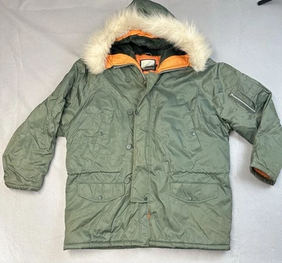 Chaqueta Fieldmaster De Colección Para Hombre Talla L Parka Imitación Piel Capucha Verde Cremallera Completa Abrigo Foto 1 de 4