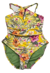 Bleu Rod Beattie Paradiso High Key Hole Neck One-Piece Swimsuit Yellow Size 10 - Picture 1 of 12