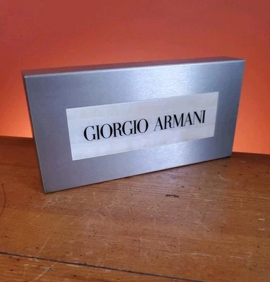 Giorgio Armani Store Display Signage Stainless Steel & Marble Italy 8x4x1  1/4" - Image 1 of 4