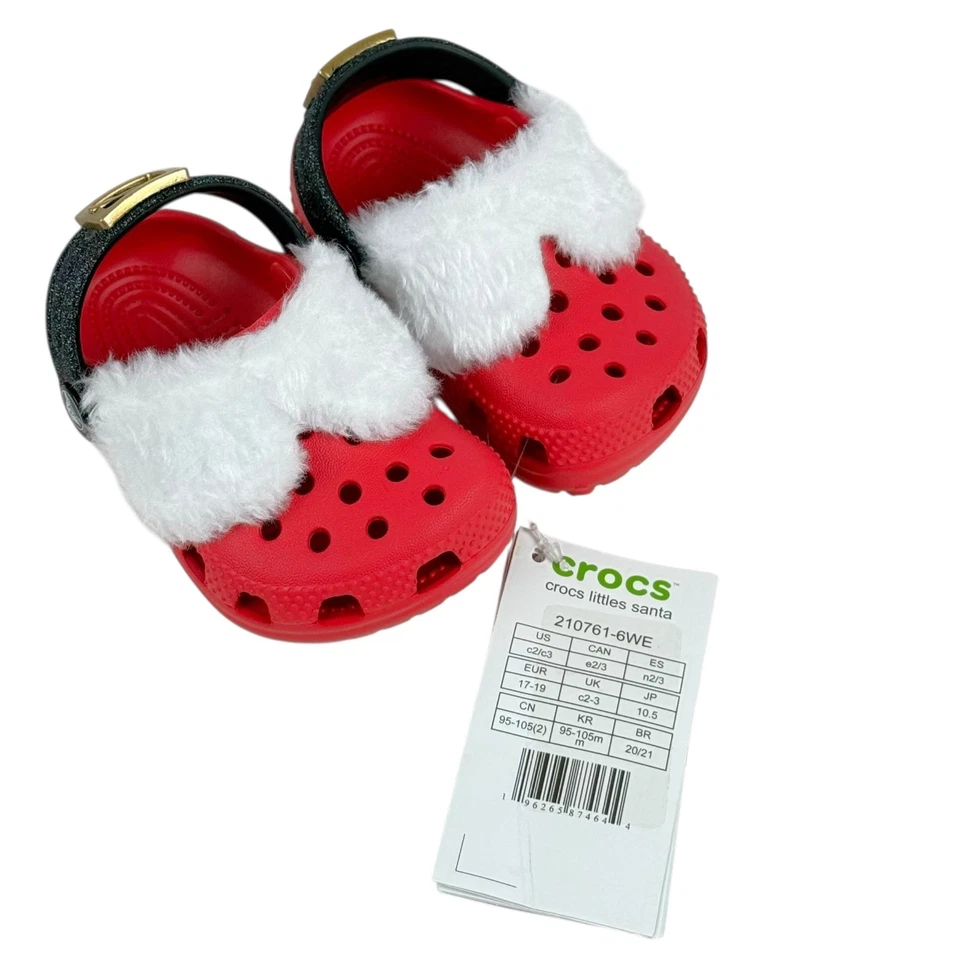 Crocs Little Santa Classic Clog infant Child size c2/3 Red christmas SHIP