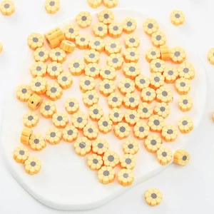 100pcs Yellow Sunflower Polymer Clay 10mm Spacer Beads for Small, - Picture 1 of 5