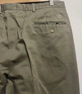 Tommy Hilfiger Men's Dress PantsGreenish-Gray 33x32" Pleated Cotton Casual - Picture 1 of 16