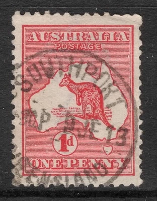 AUSTRALIA 1913-14 1d RED KANGAROO (DIE II) 1st WMK USED SG.2d P.12 - Image 1 of 3