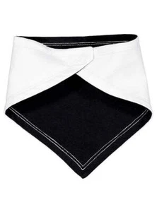 Baby Bandana Bib, 100% Cotton,   White-Black - Picture 1 of 2