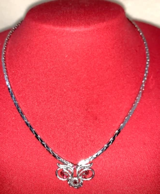 COLLANA COLLIER  ANNI 60 IN ARGENTO A MAGLIA TRIANGOLARE SEMIRIGIDA CON RUBINI - Immagine 1 di 4