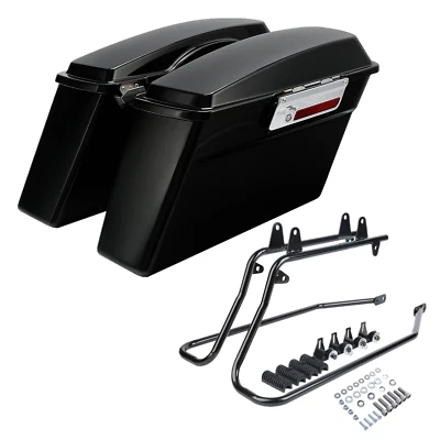 Hard Saddlebags Trunk & Conversion Brackets Fit For Harley Softail Fatboy 84-17 - Image 1 of 4