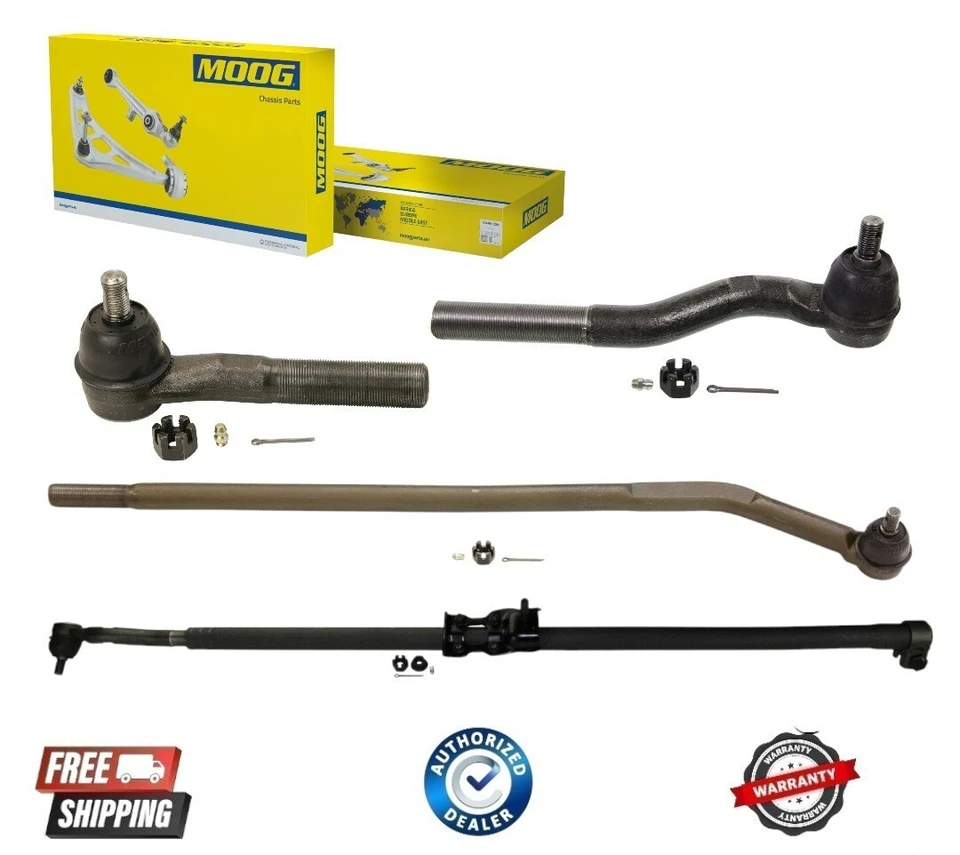 NEW MOOG Front Inner Outer Tie Rod Drag Link Steering Kit Set 4pc Jeep Wrangler - Image 1 of 1