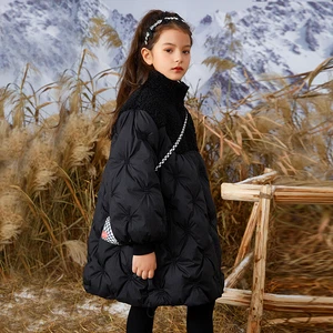 Girl Mid-Length Quilted Padded Puffer Jacket Stand-Collar Winter Thermal Outwear - Picture 1 of 9