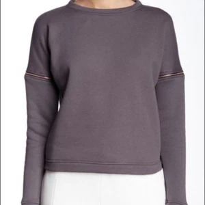 NWT Women's Lime and Vine Cropped Zipper Sweatshirt - Gray with Zip Off Sleeves - Picture 1 of 5