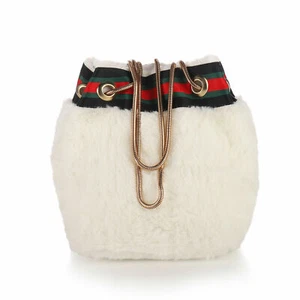 Women Chain Shoulder Bag Bucket Bag Handbag Plush Fluffy Crossbody Bag - Picture 1 of 24