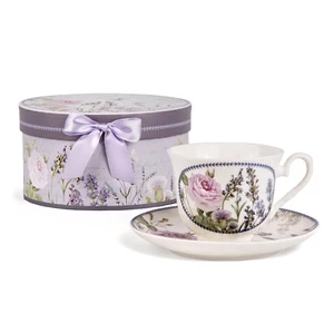 Lavender Rose Bone China Teacup and Saucer in Gift Box 250 ml Porcelain Cup - Picture 1 of 8