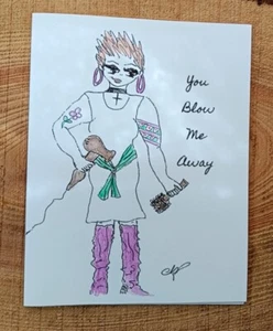 Hand drawn quirky cards appreciating your hairdresser or folk that blow you away - Picture 1 of 3