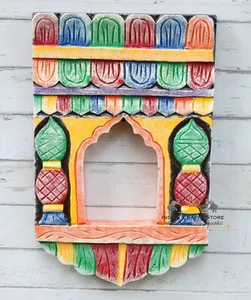 Wooden Photo Frame 32Cm Height Hand Carved Wall Mount Multicolor Picture Frame - Picture 1 of 10
