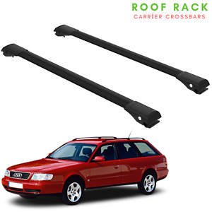Roof Rack Aluminium Cross Bar Fits Audi A6 C4 Avant 1994-1997 Set Black Of 2