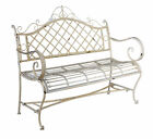 Vintage garden bench shabby chic bench antique white patio furniture metall new