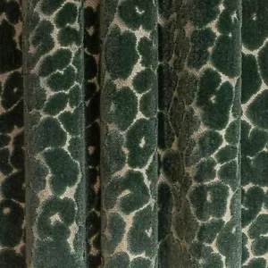 RM Coco Animal Skin Leopard Cut Velvet Uphol Fabric- Roar / Blue Topaz 2.75 yd - Picture 1 of 3
