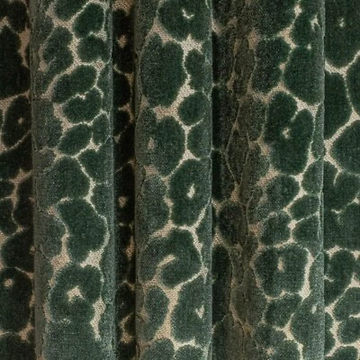 RM Coco Animal Skin Leopard Cut Velvet Uphol Fabric- Roar / Blue Topaz 2.75 yd - Image 1 of 3