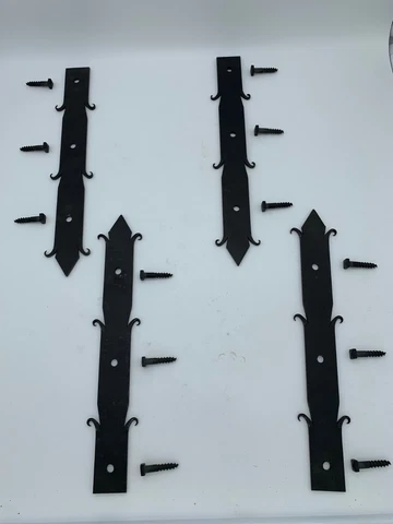 Wrought Iron 12.5 in. dummy Strap Hinges (4), and matching pyramid screws (12) Cover