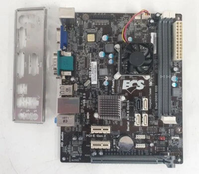 ECS NM70-M V:1.0 PC MOTHERBOARD 15-ET9-011000 INTEGRATED CELERON CPU +I/O SHIELD - Image 1 of 4