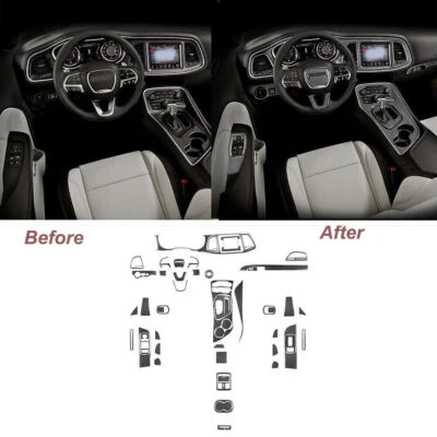 For Dodge Challenger 2015-2020 Carbon Fiber Car Interior Full Set Cover Trim Kit — 第 1/4 张图片