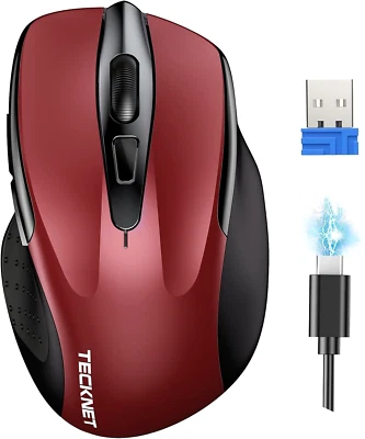 TECKNET Silent wiederaufladbare Funkmaus - Kabellose optische Maus-4800 DPI-NEU - Bild 1 von 4