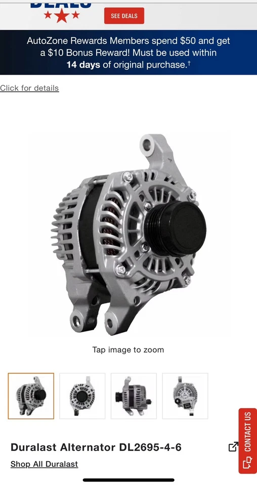 Alternador DURALAST de AutoZone Dl2695-4-6 para Ford Fusion 2013 2,0 L-L4  Foto 1 de 4