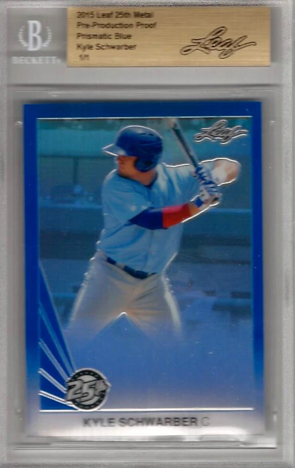 2015 Folha Pré-Produção Prova Kyle Schwarber 1/1 Prismatic Blue Cubs Cor - Imagem 1 de 2