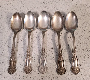 5 Antique Wm Rogers & Son Orange Blossom 1910 Silverplate 5⅞" Teaspoon Set - Picture 1 of 4
