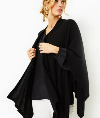 NUEVO CON ETIQUETAS ENVOLTURA DE CACHEMIR LILLY PULITZER TERRI *NEGRO* ULTIMATE LILLY INDULGENCE Foto 1 de 4