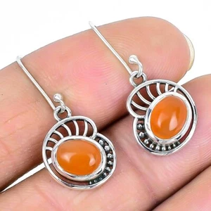 Easter Sale Carnelian Stone Solid Silver Wedding Drop Dangle Handmade Earrings - Picture 1 of 8