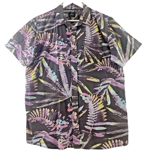 Rip Curl Short Sleeve Shirt Men Size Large Charcoal Floral Casual Dress - Picture 1 of 10
