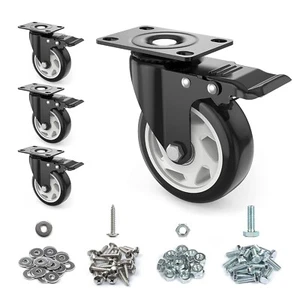 Heavy Duty 4" Inch Caster Wheels with Brake by Tonsum - Picture 1 of 7