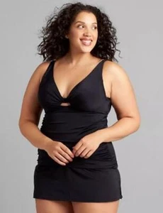 Traje de baño Tankini con aros con ojo de cerradura acanalado negro Cacique Balconette talla 42C - Imagen 1 de 4