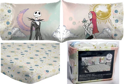 DISNEY NIGHTMARE BEFORE CHRISTMAS JACK SKELLINGTON ETERNAL LOVE QUEEN SHEET SET - Image 1 of 4