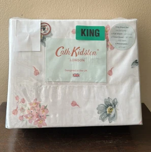 Cath Kidston London Pembroke Rose Floral King Sheet Set Cotton Percale 4pc - Picture 1 of 4