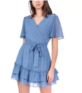 Juniors' B. Smart Ruffled Tie-Front Fit & Flare Dress Size 9 - Picture 1 of 9