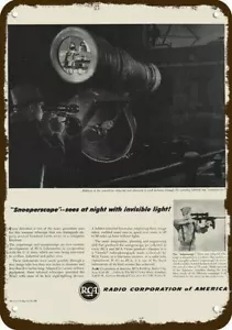 1947 RCA Snooper Scope & Sniper Scope Vintage-Look DECORATIVE REPLICA METAL SIGN - Picture 1 of 1