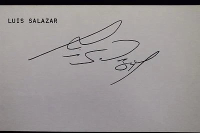 Luis Salazar Padres White Sox Tigers Autographed 3x5 Signed Index Card JSA 17D - Image 1 of 4