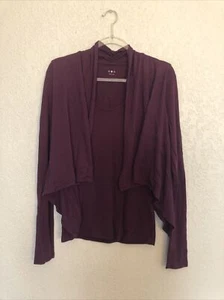 Three Dots Made In USA Medium M Maroon Wine Color Long Sleeve Top & Cardigan 1a - Picture 1 of 5