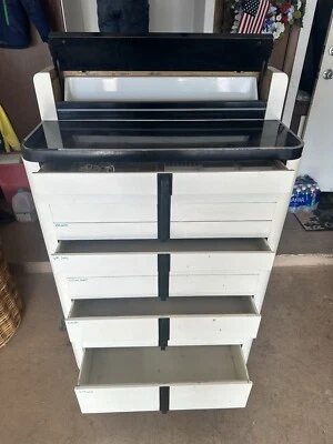 Antique Industrial Metal Medical Dental Cabinet Glass Sides - Image 1 of 3