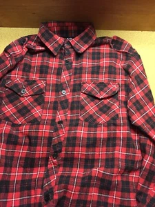 Mens Adult Small Red Tukhan Flannel Long-Sleeve Shirt 60%-40% Blend Pockets - Picture 1 of 8