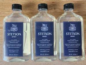 (3) Stetson Original Spirit All Over Hair Body Wash Bergamot Leather 16 fl oz - Picture 1 of 3