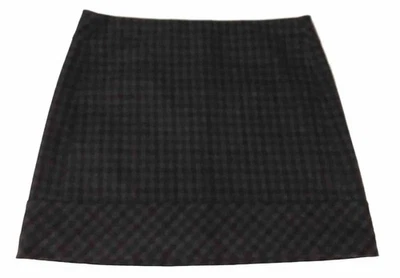 Saia xadrez Kenar lã viscose tamanho 6 preta cinza mini forrada Preppy Academia - Imagem 1 de 4