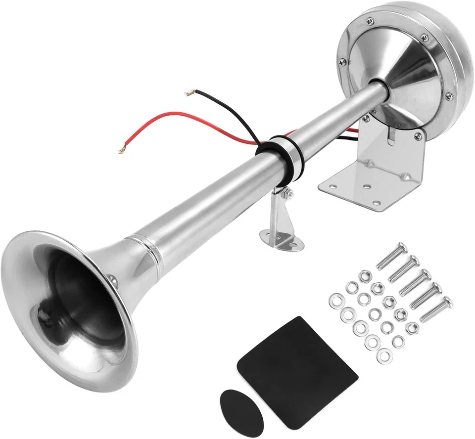 Edelstahl Schiffshupe 328 dB 12V 10A Wetterfest LKW Wohnmobil Boot ????? - Bild 1 von 4