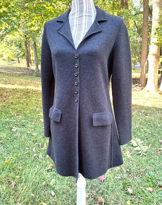 Eileen Fisher Petite Med. Chaqueta cárdigan 100 % lana tejida - AGUJEROS - Reparación/Reparación Foto 1 de 4