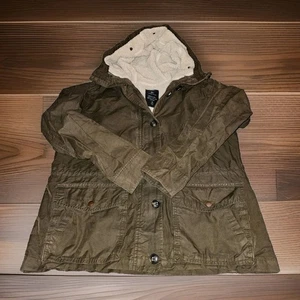 Gap Winter Warmth Sherpa Lined Chore/Barn Coat Jacket Youth L Olive Army... - Picture 1 of 14