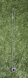 Collana in argento 925 Ralph Lauren bellissimo ciondolo cuore viola lungo 18" - Foto 1 di 8