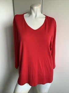 by Chicos T-Shirt Gr. 3 V-Ausschnitt 3/4 Arm rot 100% Baumwolle XL - Bild 1 von 5